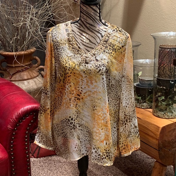 Chico's Tops - Gold animal print blouse Chico's Tops - Gold animal print blouse